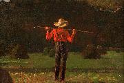 Winslow Homer Farmer with a Pitchfork, oil on board painting by Winslow Homer oil painting